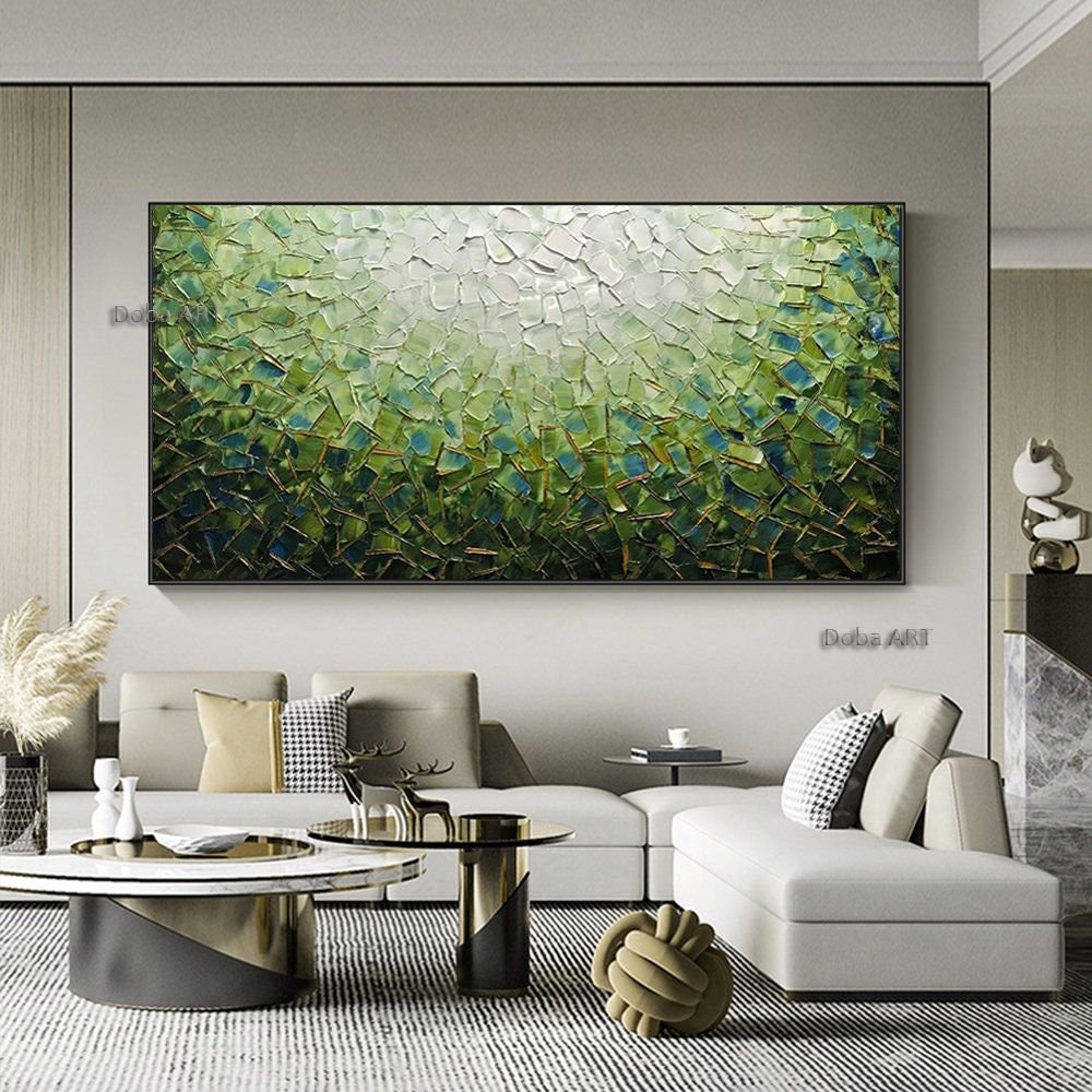 Handmade Large Abstract Oil Painting on Canvas; Original Textured Boho ...