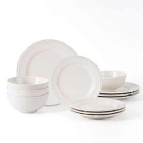 Darby 12-Piece Stoneware Dinnerware Set White