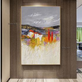 Handmade Original Colorful Textured Oil Painting on Canvas;  Large Abstract Modern Fantanstic Acrylic Painting Boho Wall Art Living Room Home Dec (size: 100x150cm)