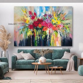 Handmade Hand Painted Wall Art On Canvas Abstract Colorful Vintage Floral Botanical Modern Home Living Room hallway bedroom luxurious decorative (size: 150x220cm)