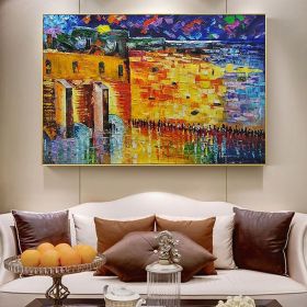 Handmade Wailing Wall Jerusalem Landscape Oil Paintings On Canvas Wall Art Decoration Modern Abstract Picture Home   Living Room hallway bedroom (size: 50x70cm)