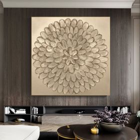 Handmade Oil Painting Original Blooming Flower oil Painting On Canvas  Abstract Textured Wall Art Gold Floral Painting Custom Home Decor Bedroom (style: 01, size: 60x60cm)