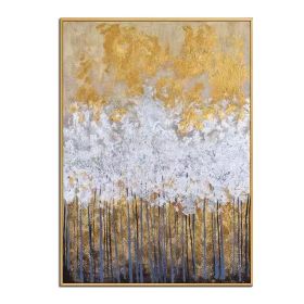 Knife drawn textured art on canvas handmade gold and silver landscape wall art picture poster for living room Entrance no framed (size: 50x70cm)