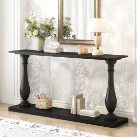 U_STYLE Vintage Sofa Table Console Table with Luxurious Pine Veneer and Elegance Vase-Leg Design,for Living Room Study room Entryway Bedroom (Color: as Pic)