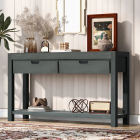 Console Table Entryway Table for Hallway Living Room with 2 Drawers and 1 Shelf (Color: Antique Green, Material: MDF)